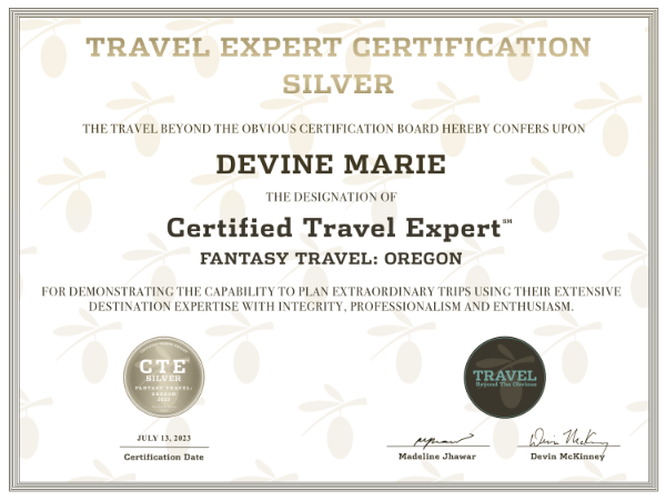 travel expert certificaton silver level Devine Marie